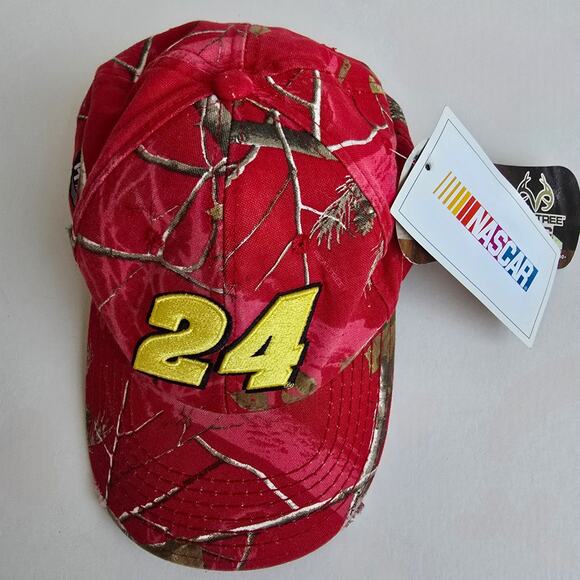 Nascar Jeff Gordon Hat #24 Red Pink Realtree Camo One Size Hendrick Racing Cap - Picture 2 of 10